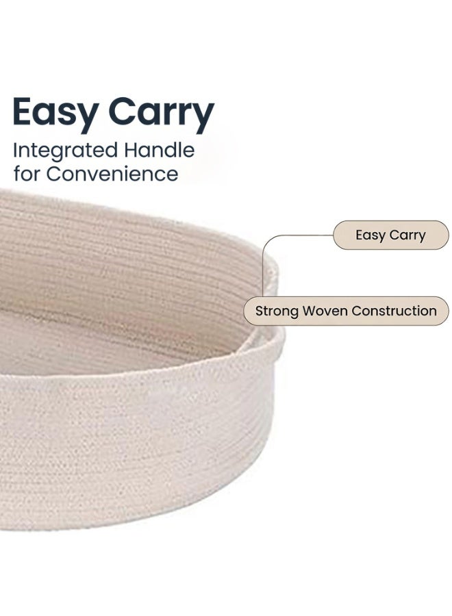 Baby Changing Basket with Removable Mattress, Handmade Woven 100% Cotton Rope Nursery Boho Moses Basket, Baby Shower Bassinet Changing Table Topper, 75x41x14CM (White) - Image 3
